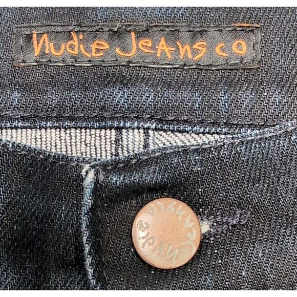Nudie Jeans Thin Finn Mens 32x32 Measure 31x29.5 Dark Ultra Indigo Coated Italy - Picture 6 of 16